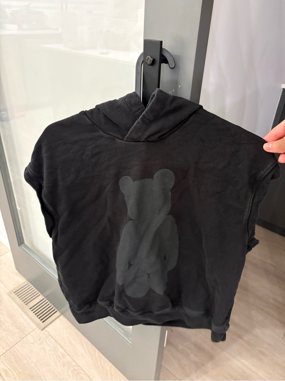 Kids Black Bear Graphic Hooded Sweatshirt